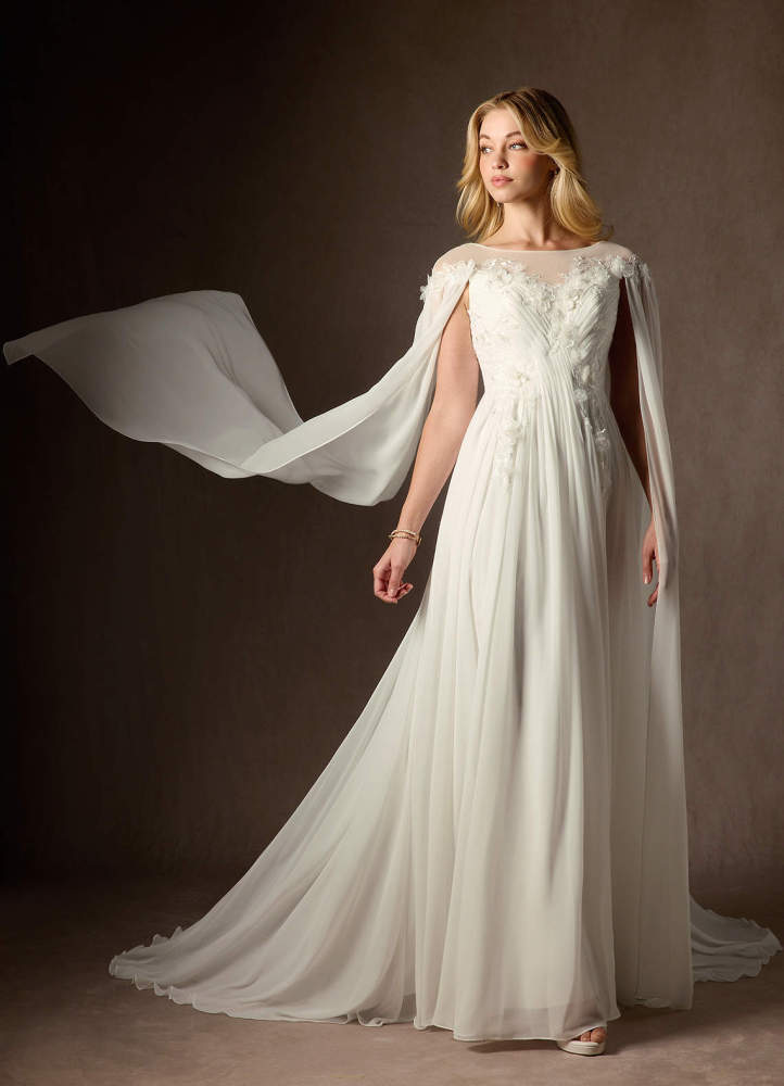elyessen Diamond White A-Line Scoop Chiffon Dress
