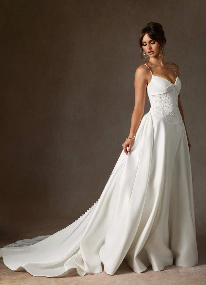 elyessen Emberlyn Diamond White A-Line Double Faced Satin Dress
