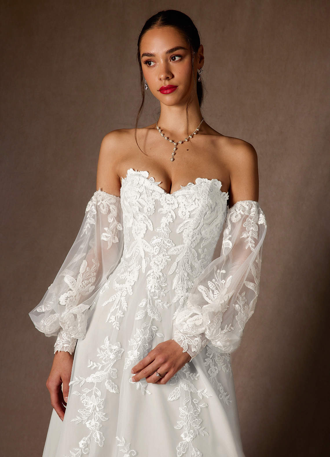 elyessen Madeleine Diamond White Ball-Gown Strapless Lace Dress