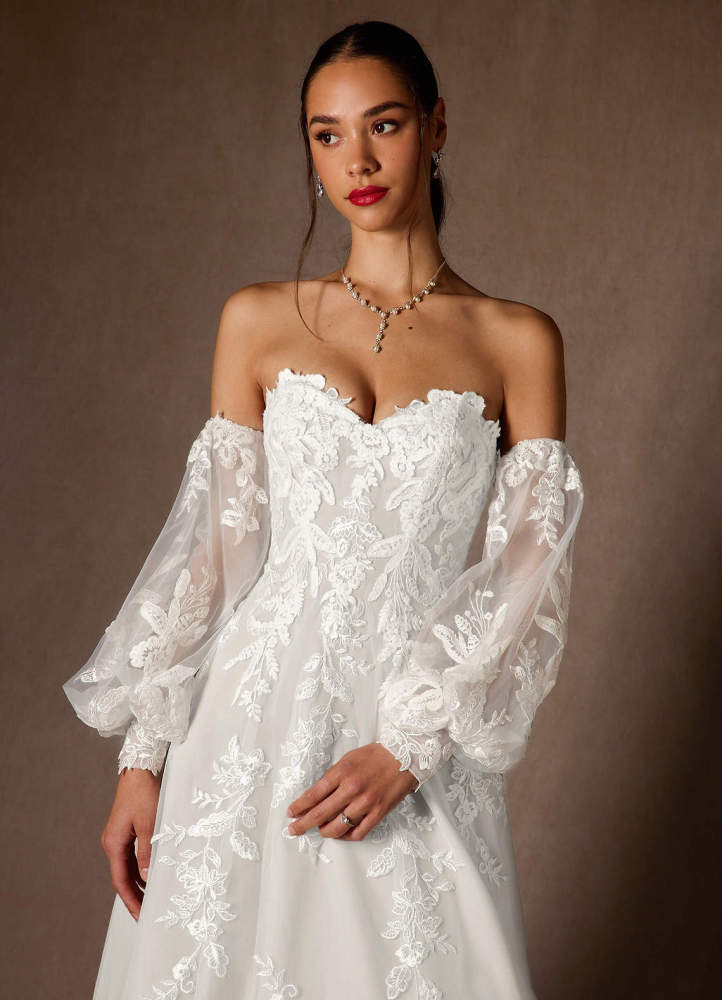 elyessen Madeleine Diamond White Ball-Gown Strapless Lace Dress