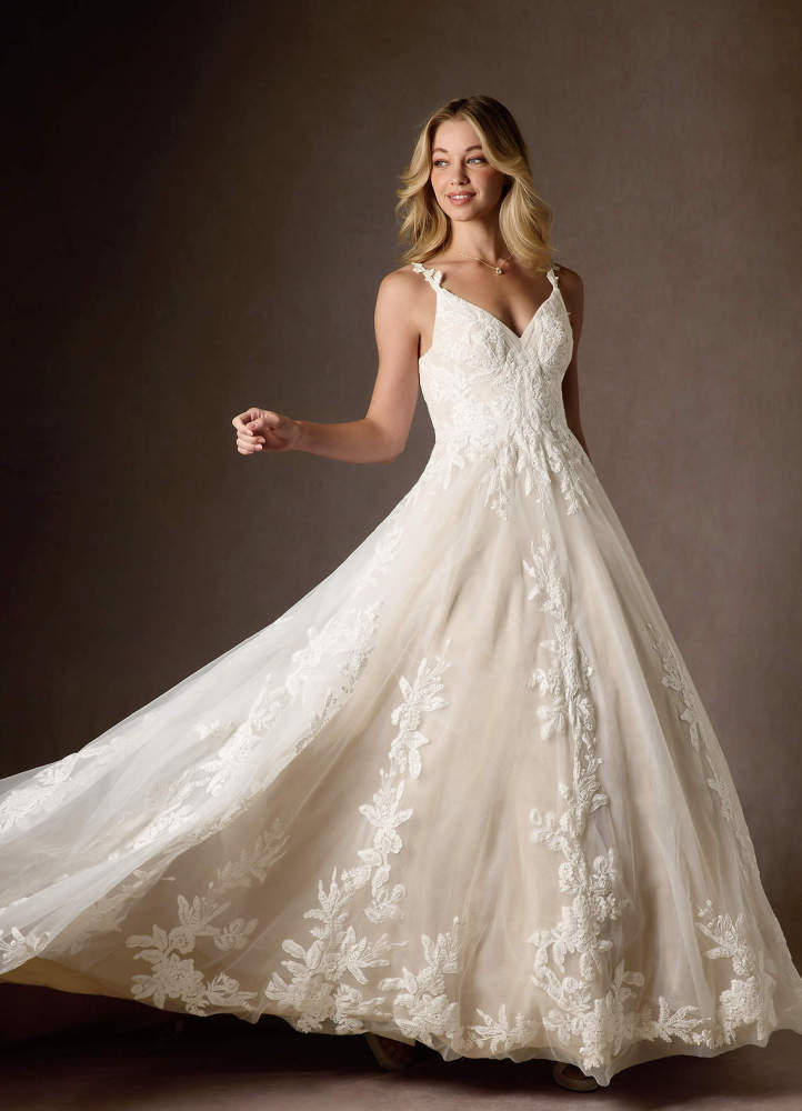 elyessen  Diamond White A-Line V-Neck Sequins Tulle Dress