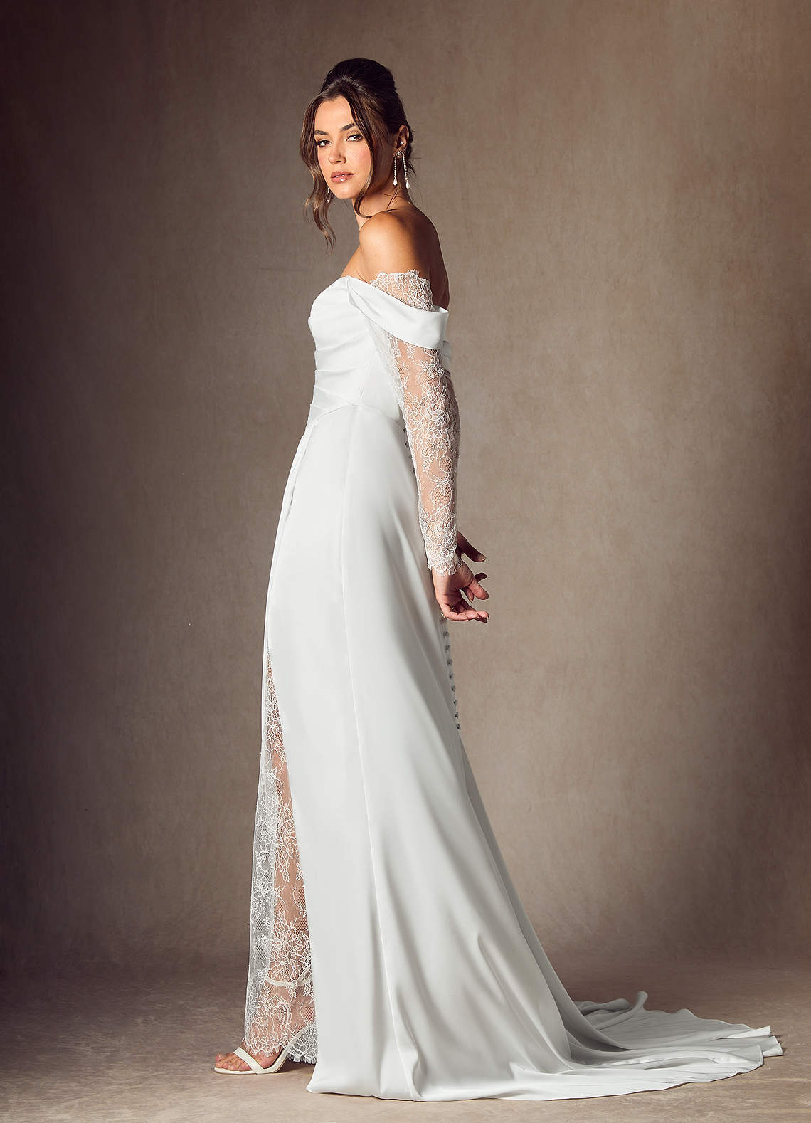 elyessen Alexa Stretch Diamond White A-Line Sweetheart Neckline Lace Dress