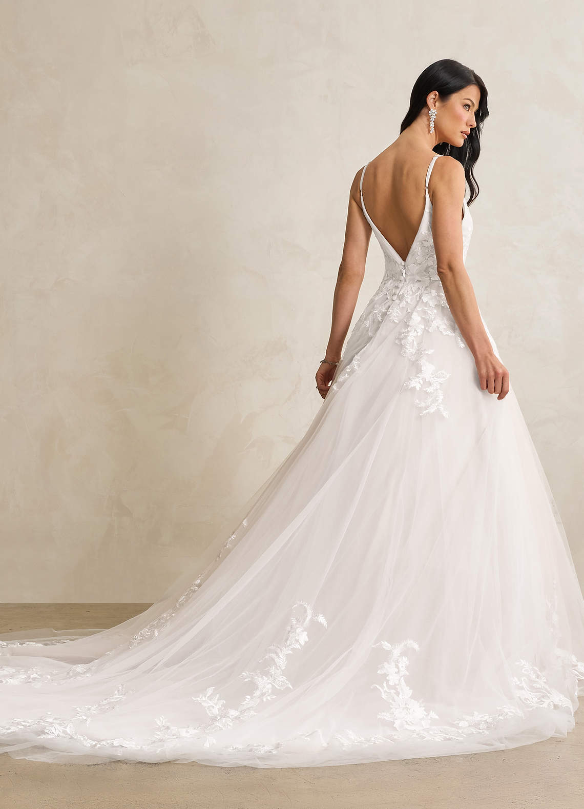 elyessen Rhodes Diamond White A-Line V-Neck Sequins Tulle Dress
