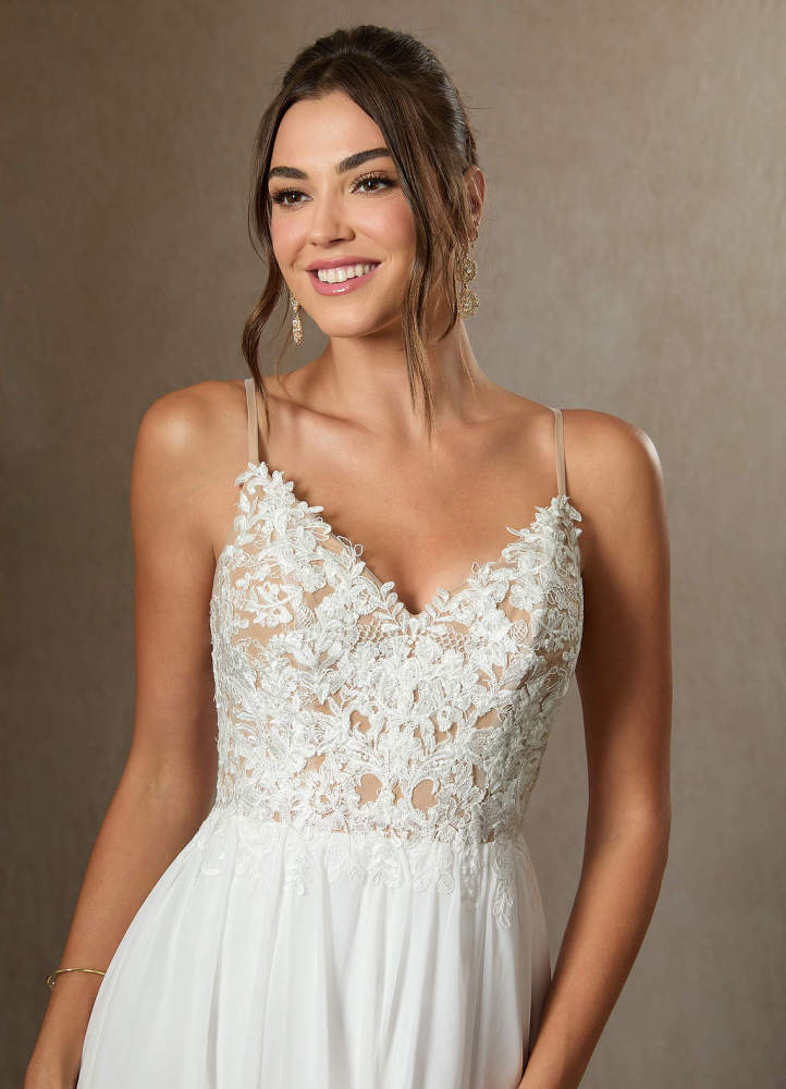 elyessen  Diamond White A-Line Lace Chiffon Dress
