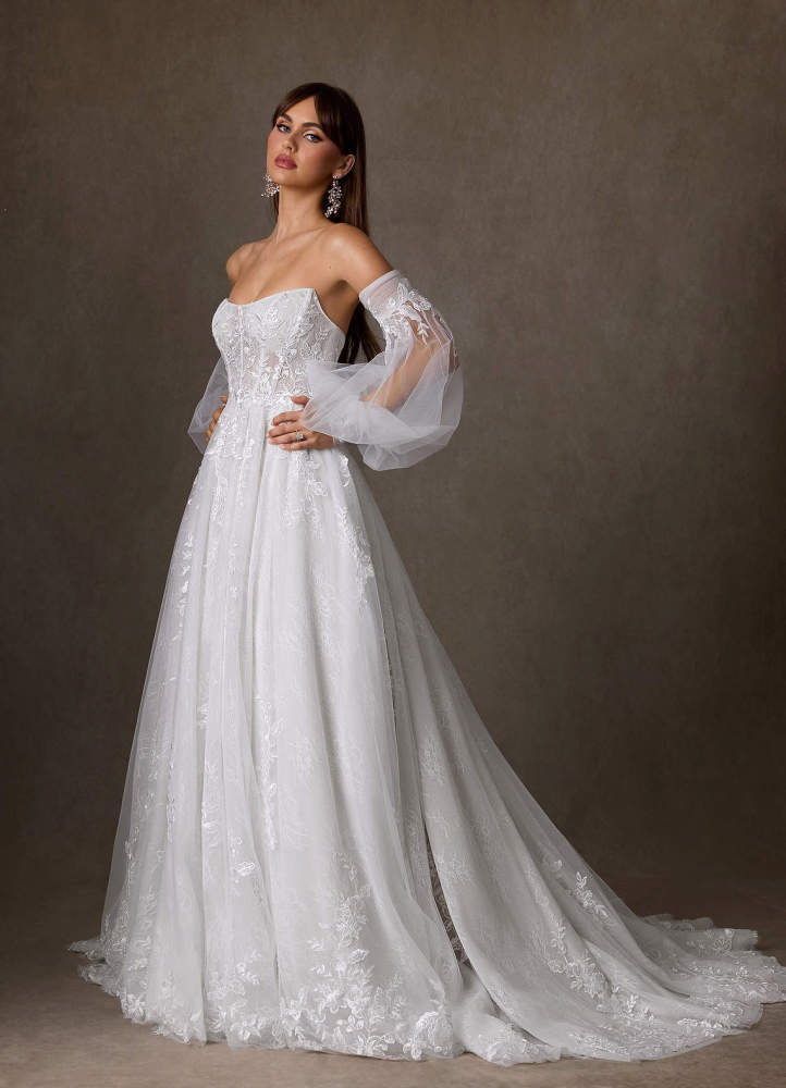 elyessen Elowyn Two-Piece Diamond White Ball-Gown Strapless Lace Dress
