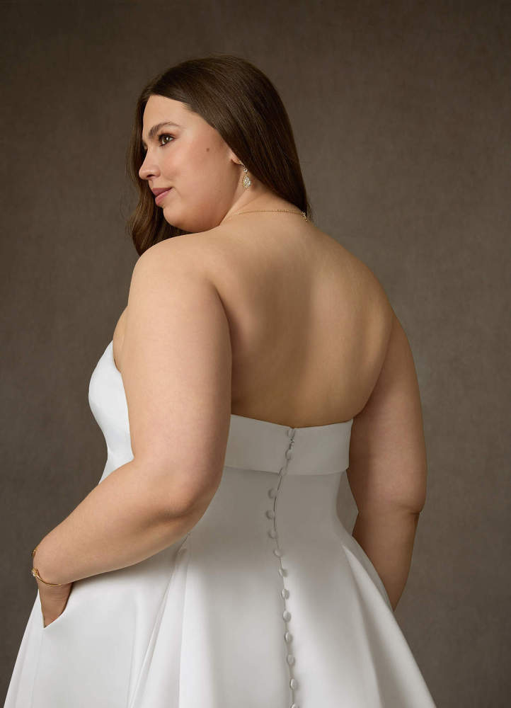 elyessen Junessa Diamond White A-Line Strapless Satin Dress