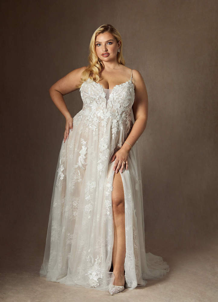 elyessen  Diamond White A-Line Lace Tulle Dress