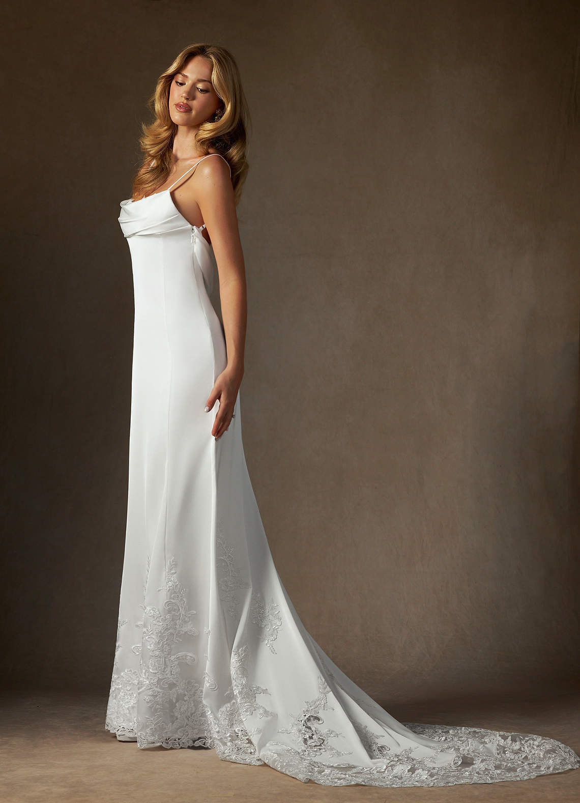 elyessen Eliora Stretch Diamond White Fit and Flare Stretch Satin Dress