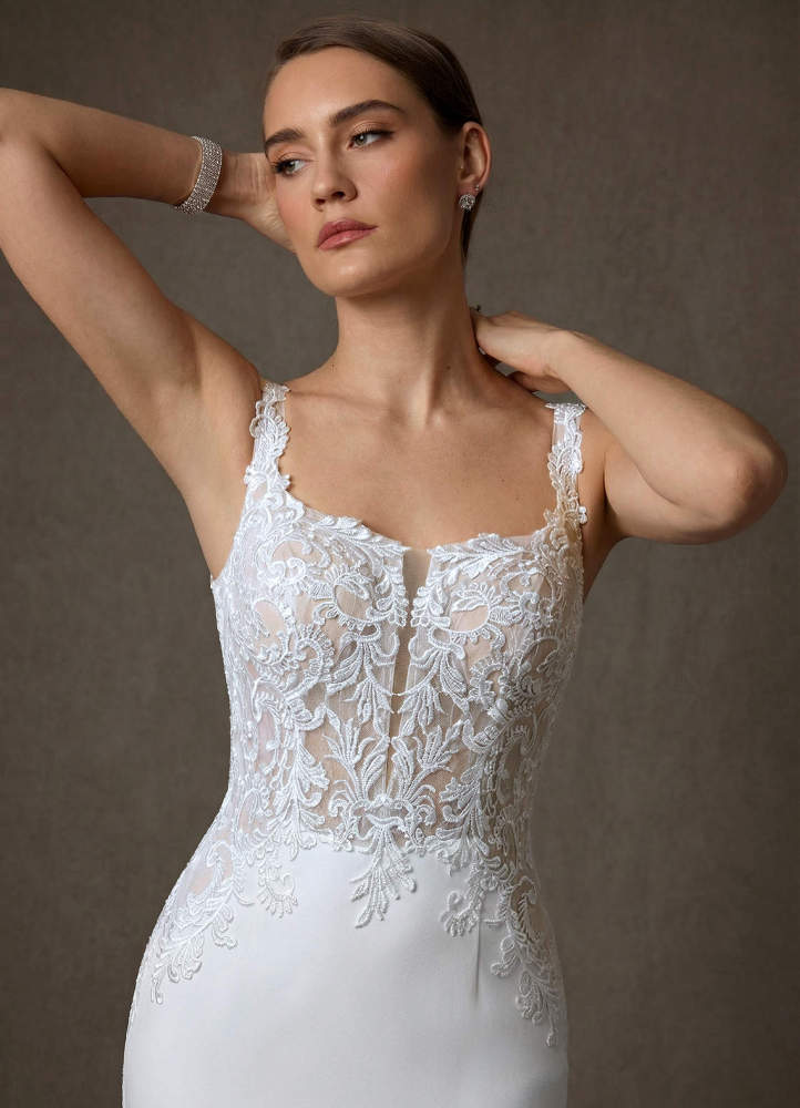 elyessen Diamond White Mermaid Lace Dress