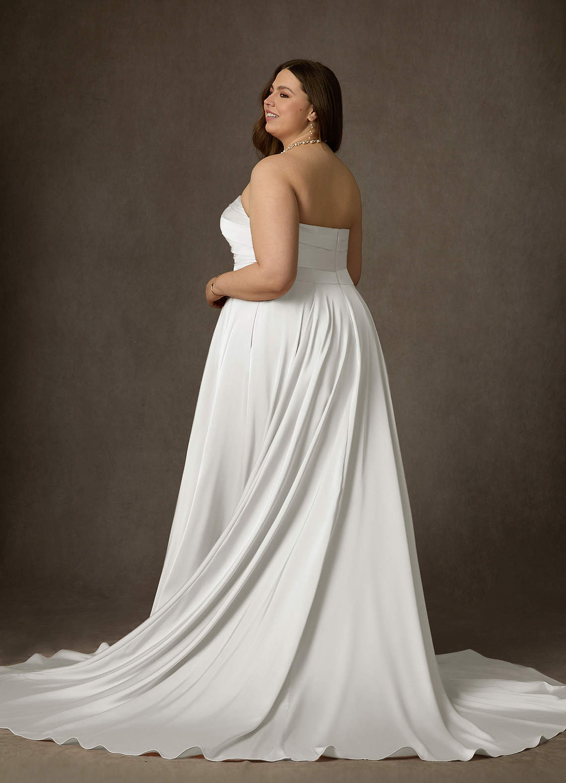 elyessen Alta Stretch Diamond White A-Line Strapless Stretch Satin Dress