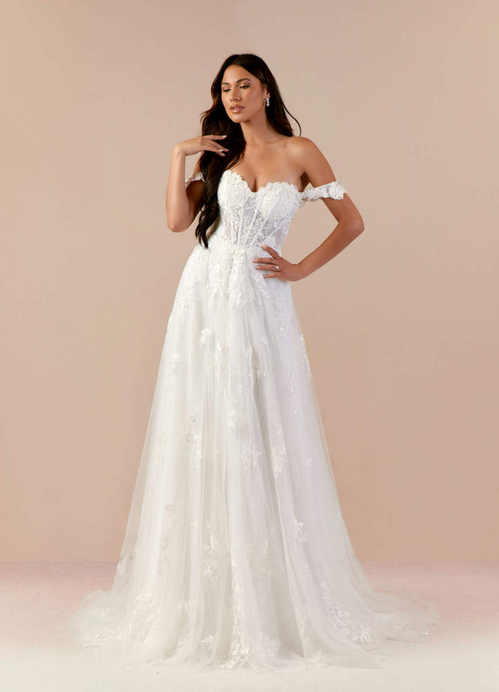elyessen Florentina Diamond White A-Line Sweetheart Sequins Tulle Dress