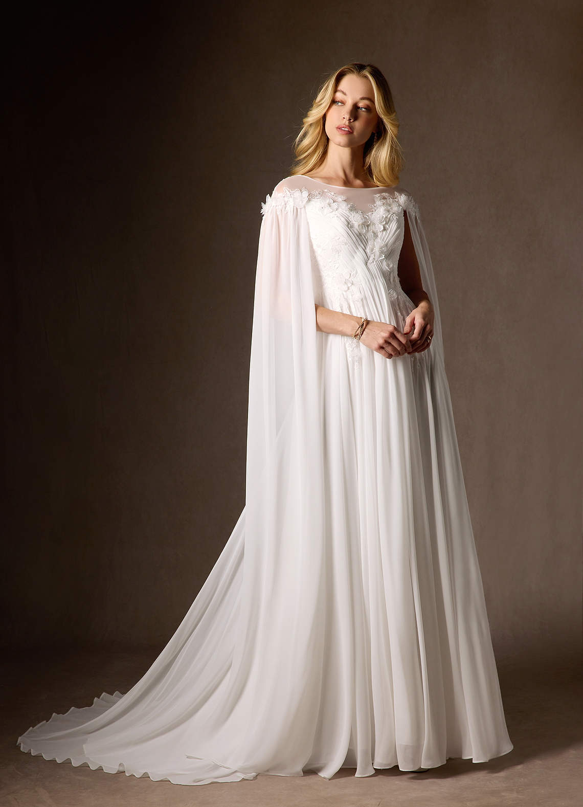 elyessen Linnea Diamond White A-Line Scoop Chiffon Dress