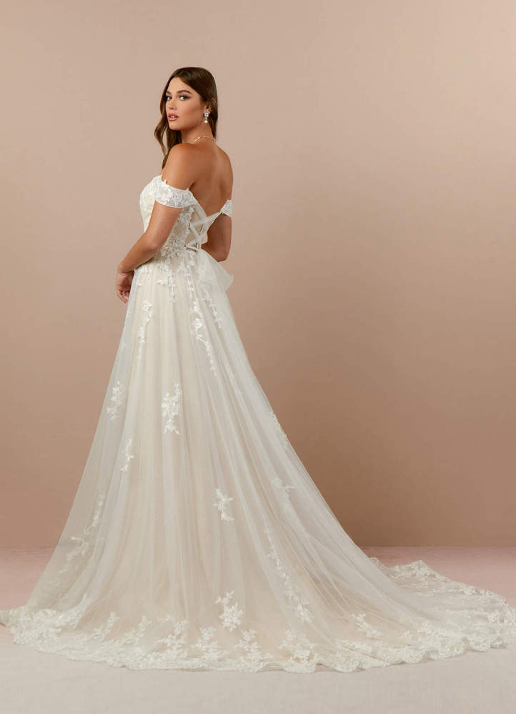 elyessen Botanica Diamond White A-Line Off the Shoulder Tulle Dress