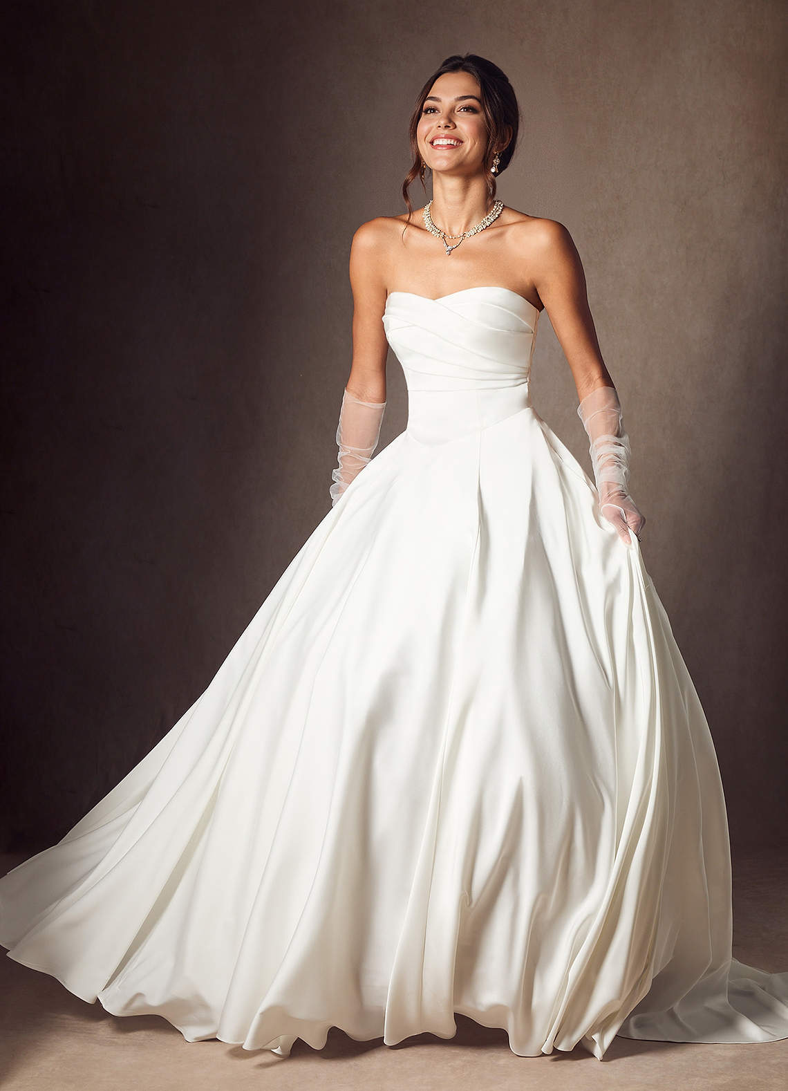 elyessen Alta Stretch Diamond White A-Line Strapless Stretch Satin Dress