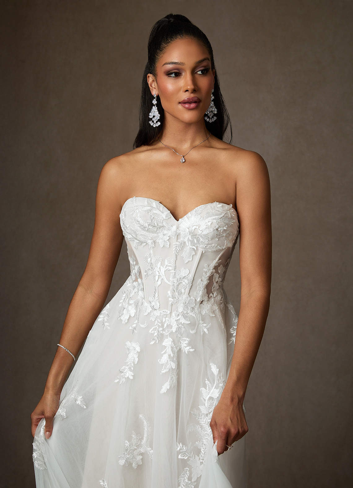 elyessen Aurorie Diamond White A-Line Sequins Tulle Dress