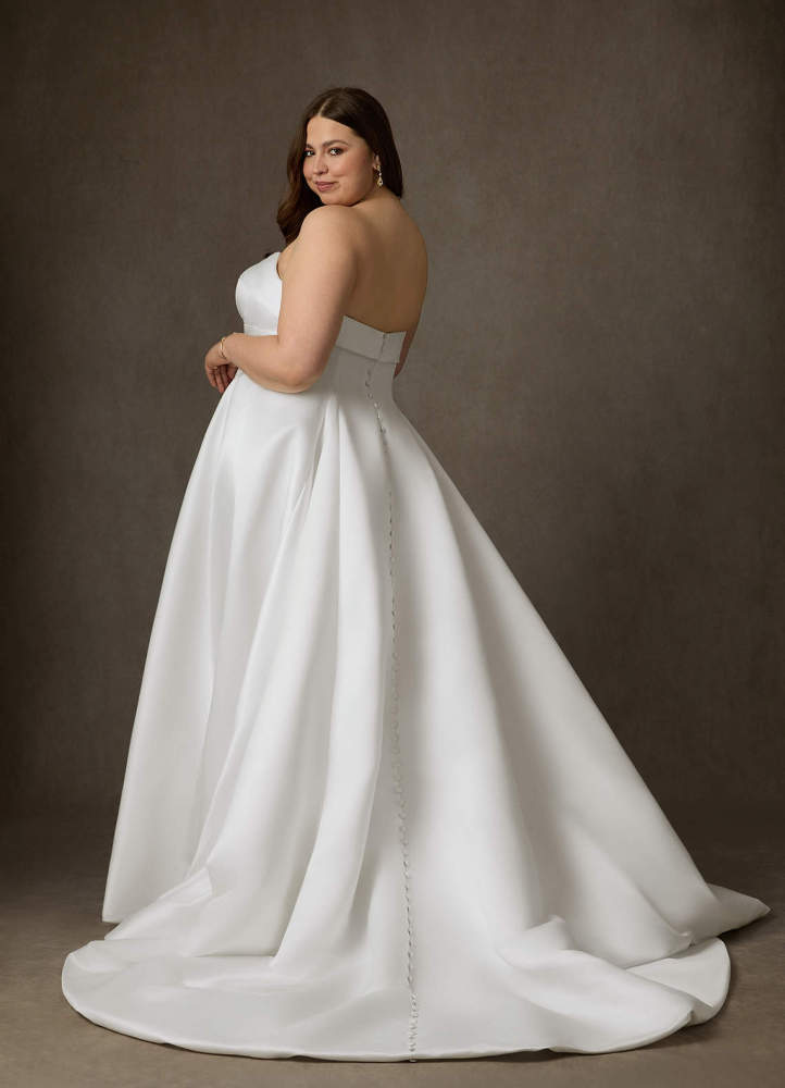 elyessen Junessa Diamond White A-Line Strapless Satin Dress