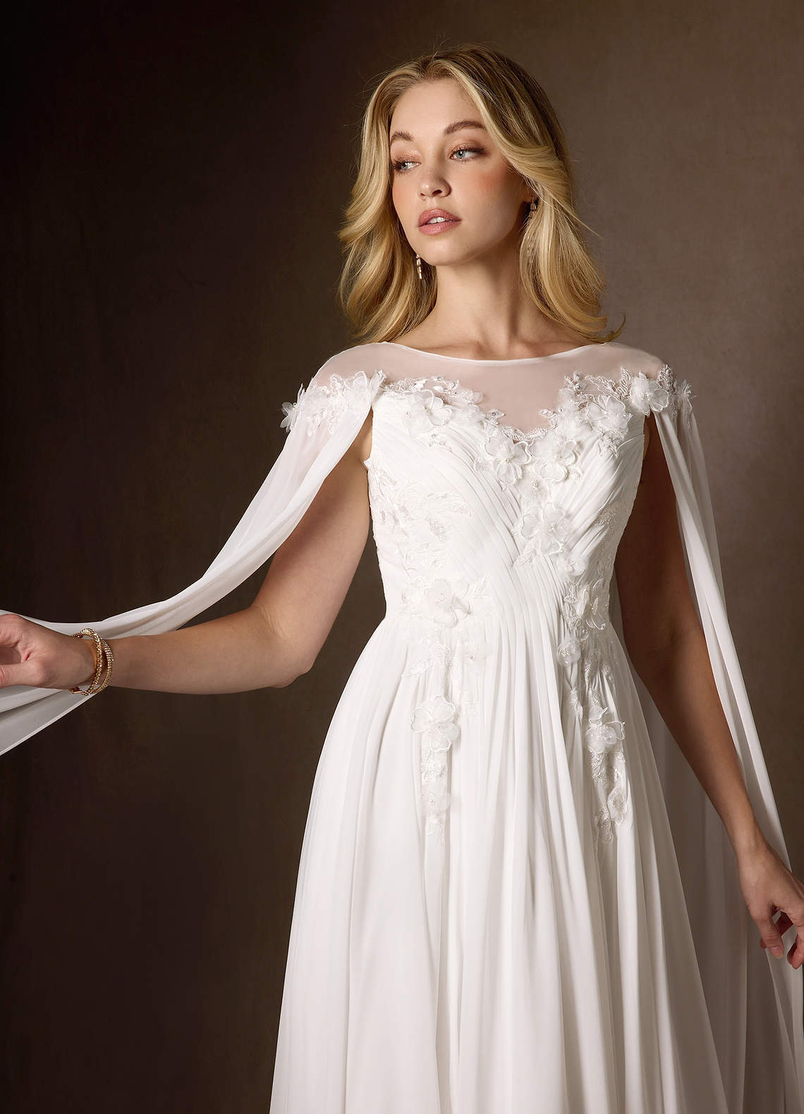 elyessen Linnea Diamond White A-Line Scoop Chiffon Dress