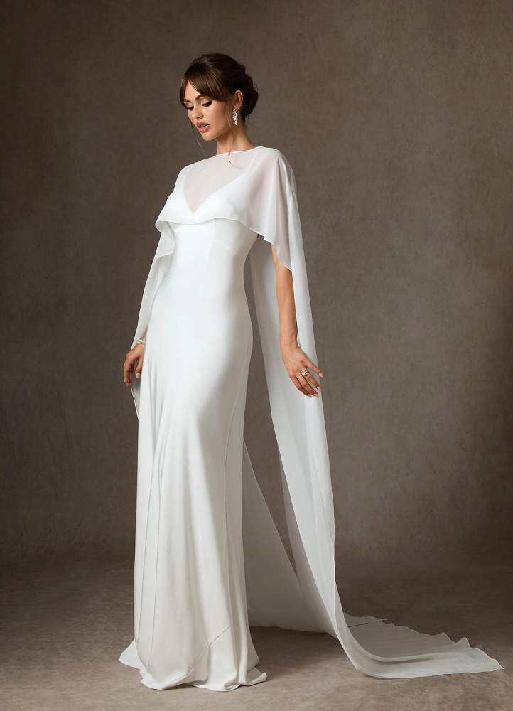 elyessen Caity Diamond White Fit and Flare Crepe Back Satin Dress