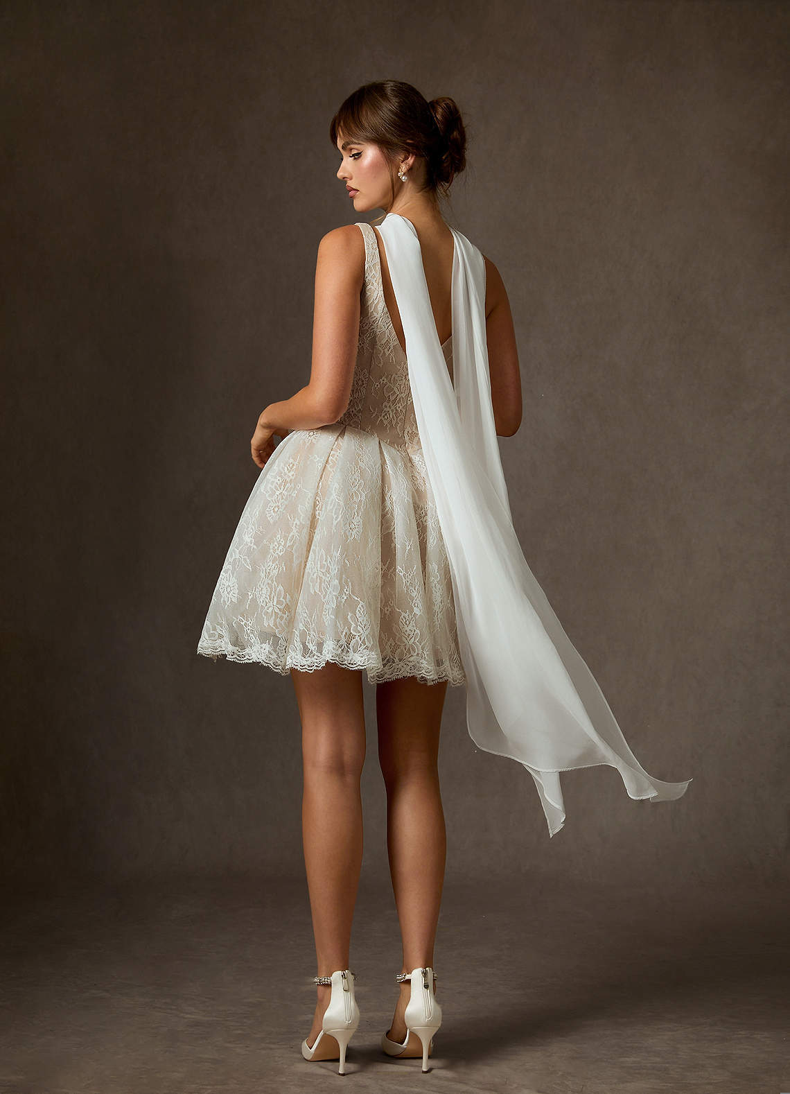 elyessen Two-Piece Diamond White A-Line Lace Dress