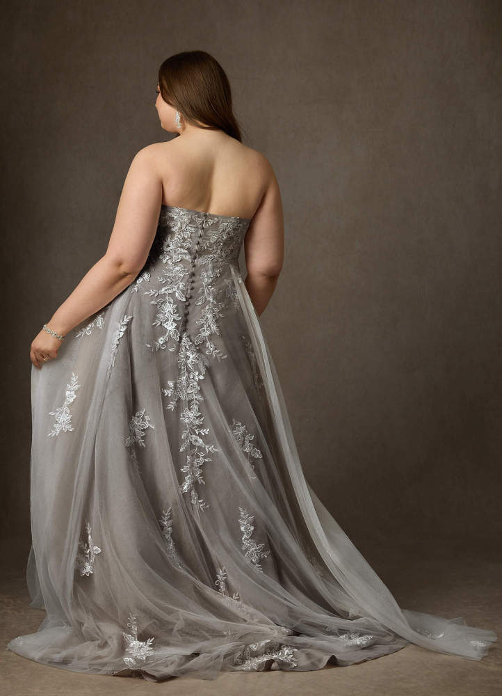 elyessen  Diamond White Ball-Gown Strapless Lace Dress