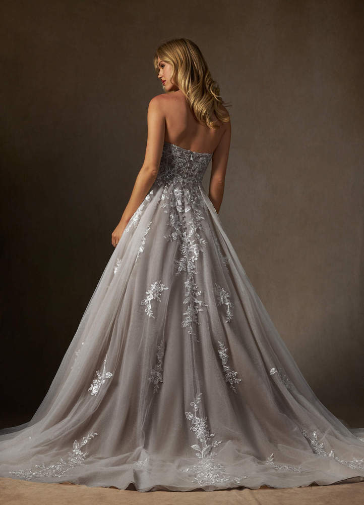 elyessen  Diamond White Ball-Gown Strapless Lace Dress