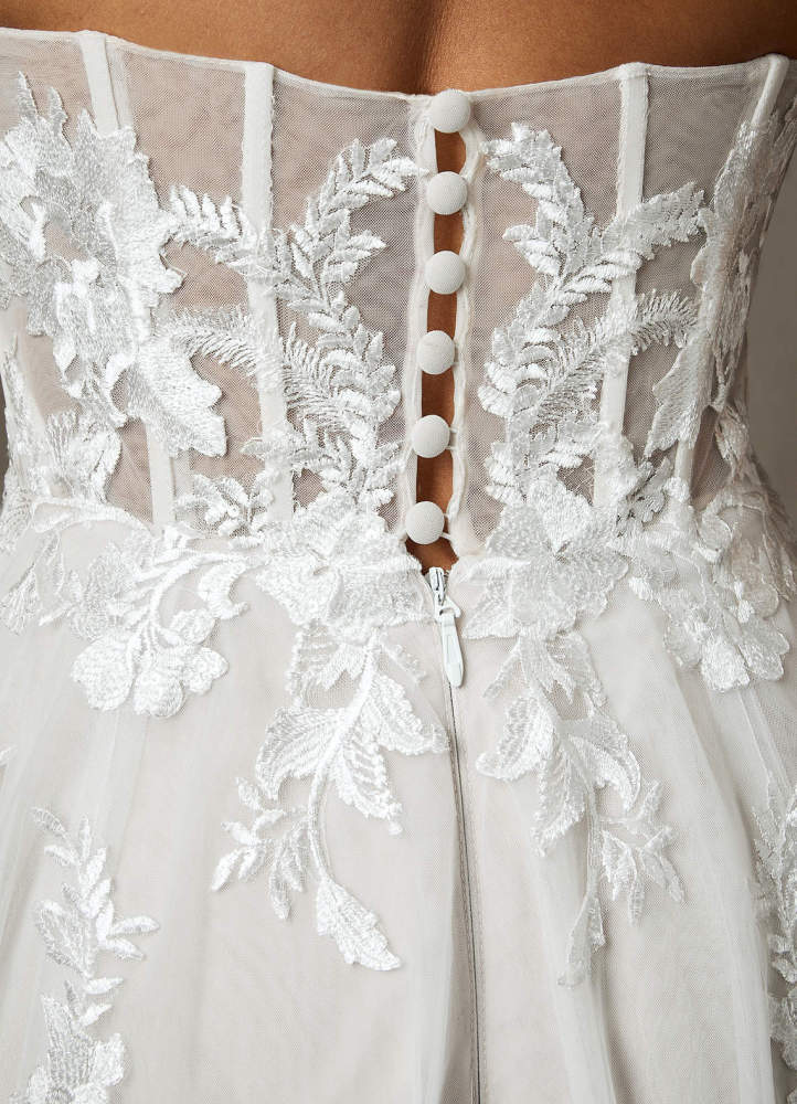 elyessen Aurorie Diamond White A-Line Sequins Tulle Dress