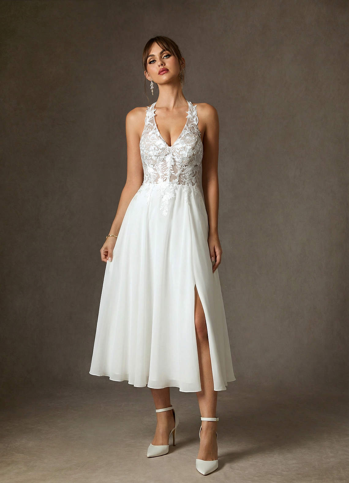 elyessen Sonia Diamond White A-Line Lace Dress