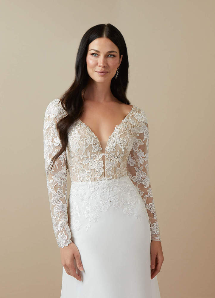 elyessen Diamond White A-Line Sequins Chiffon Dress