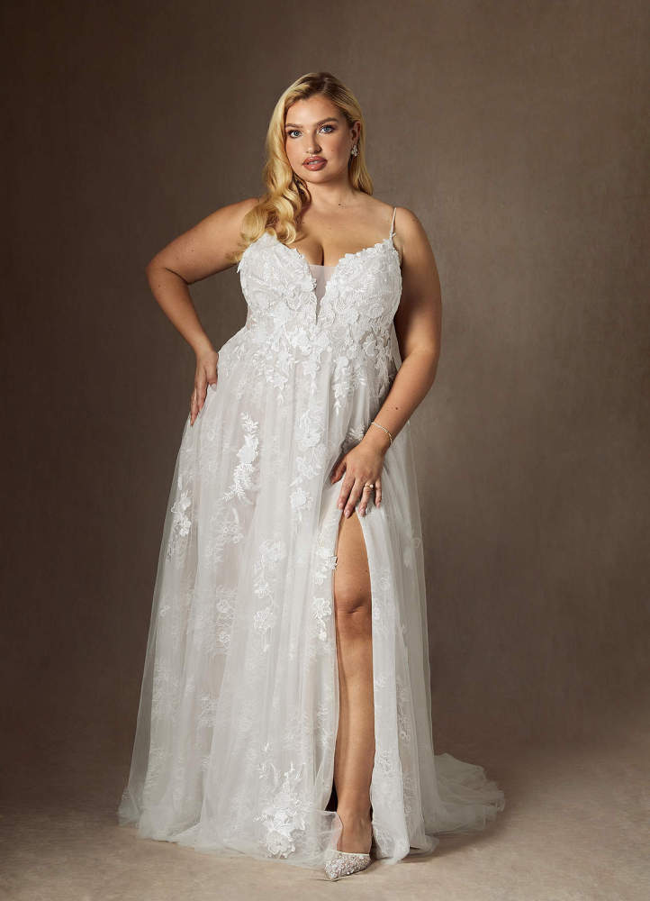 elyessen Monda Diamond White A-Line Lace Tulle Dress