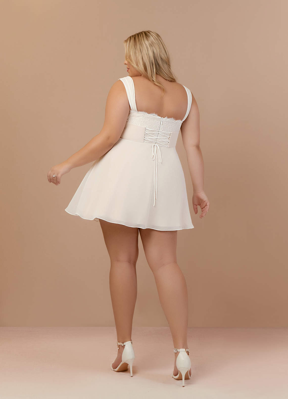 elyessen  Diamond White A-Line Sweetheart lace Chiffon Dress