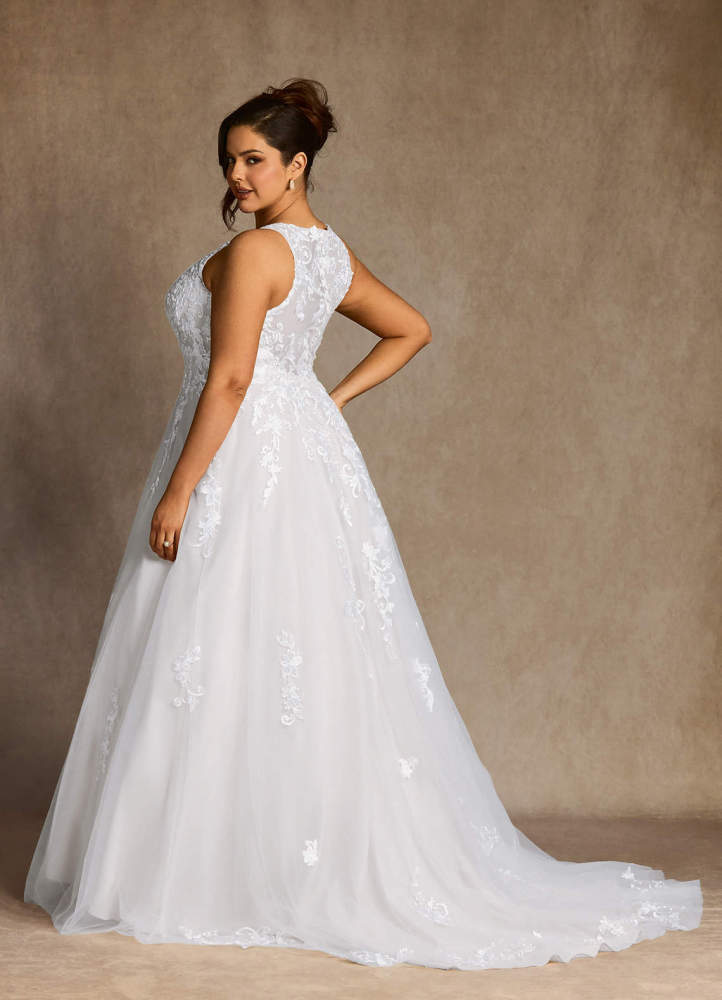 elyessen Melrose Diamond White A-Line Sweetheart Lace Tulle Dress