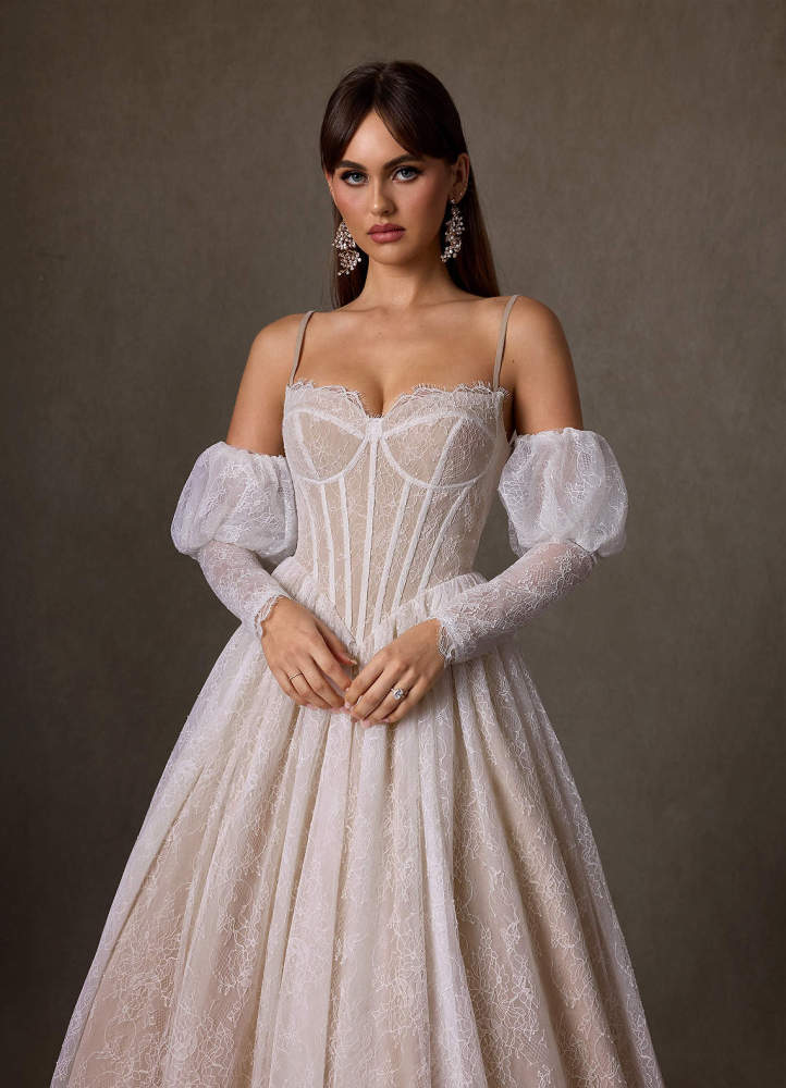 elyessen  Diamond White A-Line Sweetheart Neckline Lace Dress
