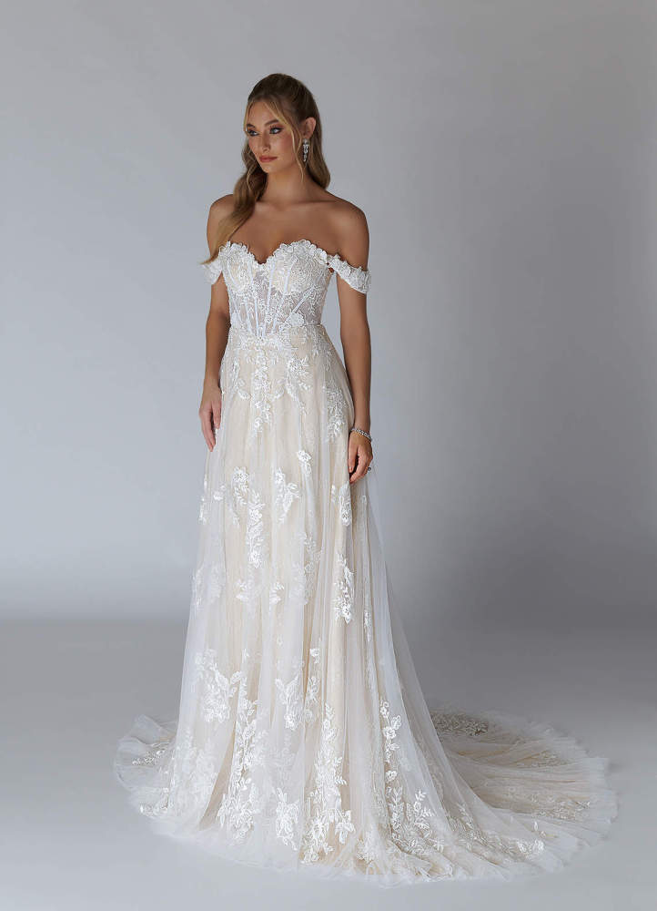 elyessen Diamond White A-Line Sweetheart Sequins Tulle Dress