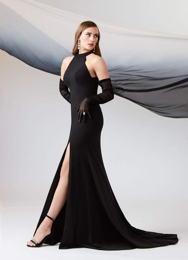 elyessen Aerith Stretch Diamond White Sheath Bow Stretch Crepe Dress