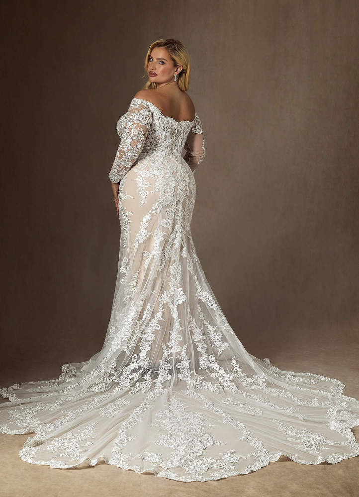 elyessen  Diamond White Mermaid Sequins Tulle Dress