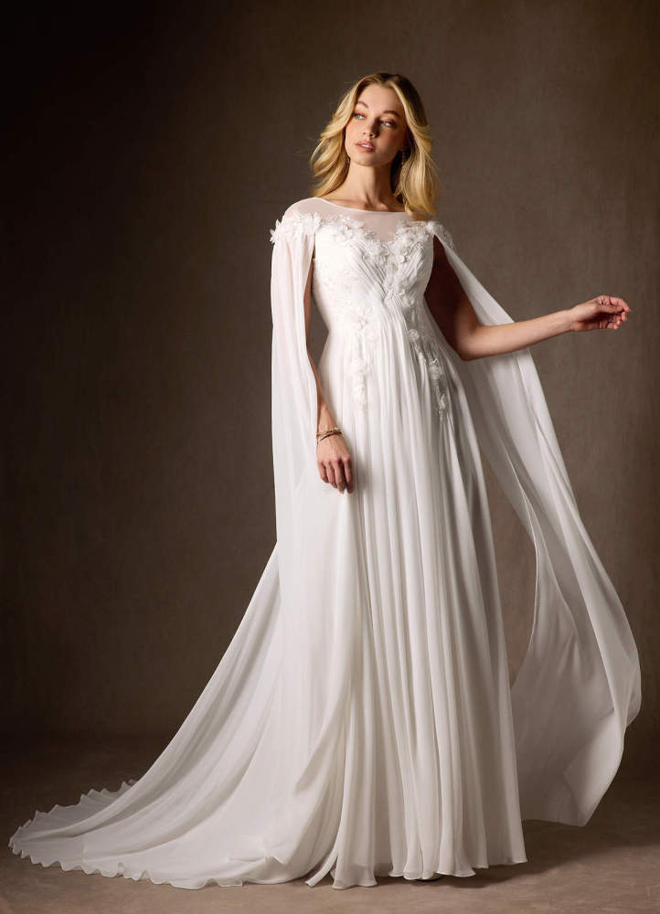 elyessen Linnea Diamond White A-Line Scoop Chiffon Dress
