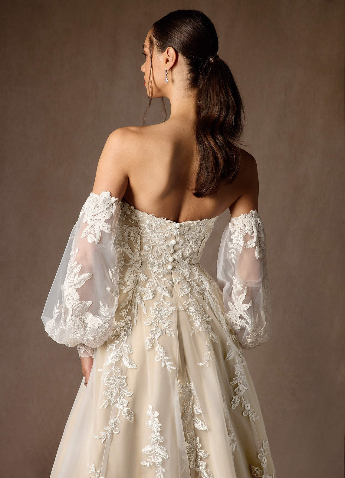 elyessen  Diamond White Ball-Gown Strapless Lace Dress
