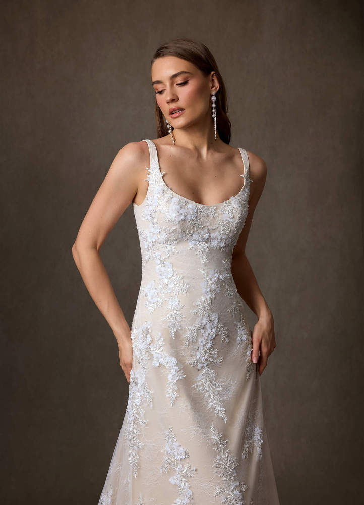 elyessen Rosalie Diamond White A-Line Lace Dress