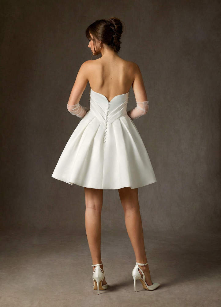elyessen Granville Diamond White Ball-Gown Strapless Satin Dress