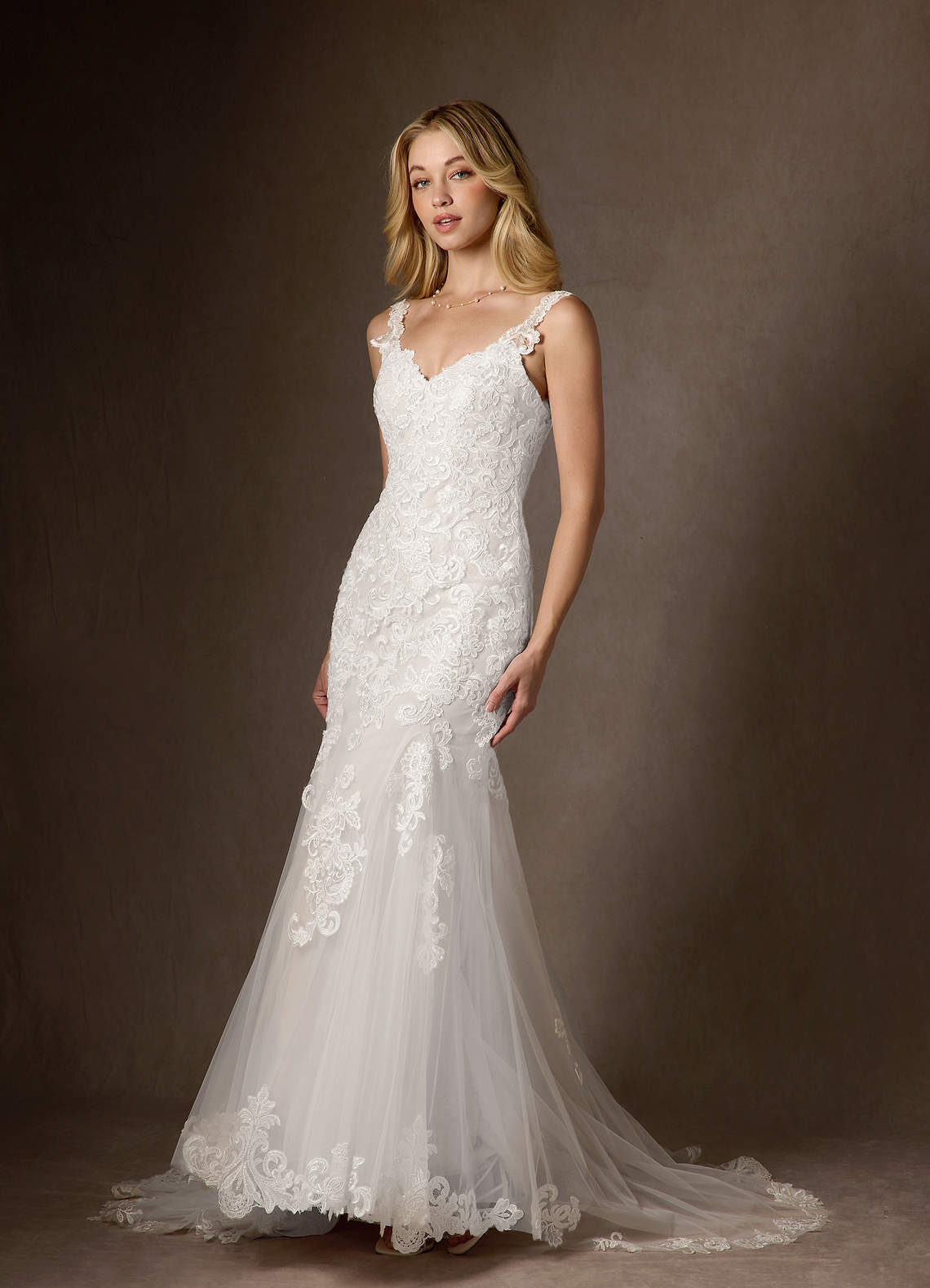 elyessen Poppy Diamond White Mermaid Sequins Tulle Dress