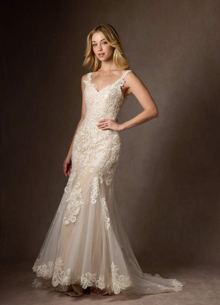 elyessen Diamond White Mermaid Sequins Tulle Dress