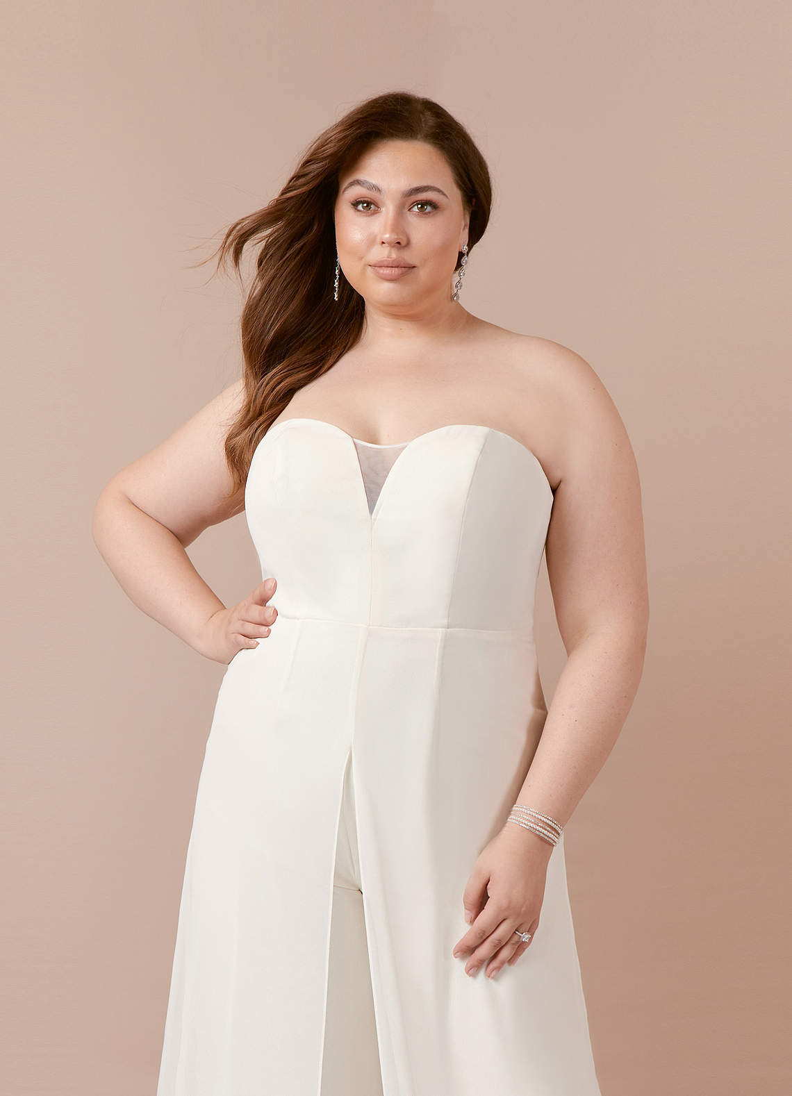 elyessen Tamara Diamond White Pant Styles Strapless Chiffon Dress