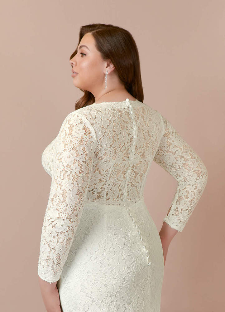 elyessen Cream Sheath V-Neck Tulle Dress
