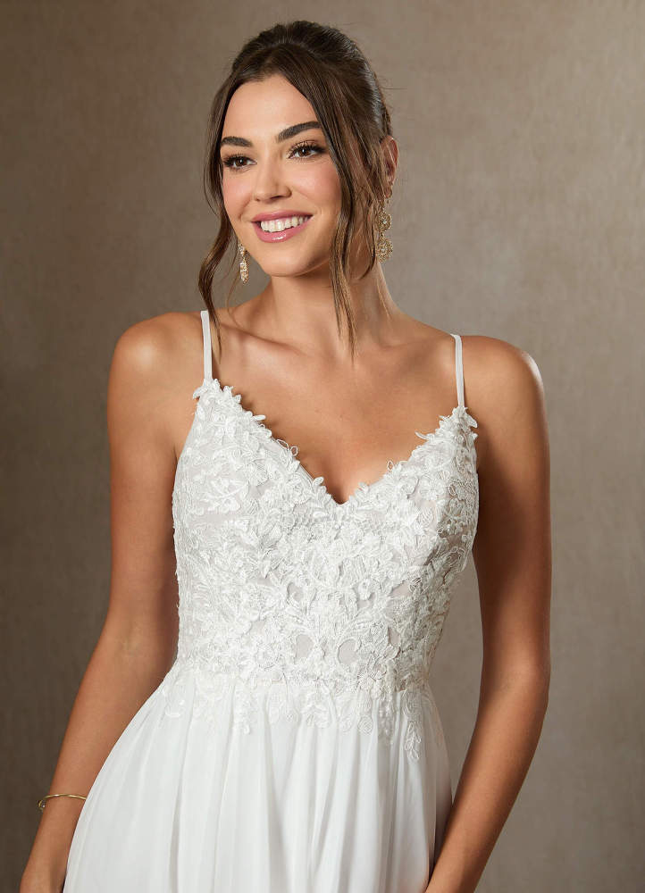 elyessen Gala Diamond White A-Line Lace Chiffon Dress