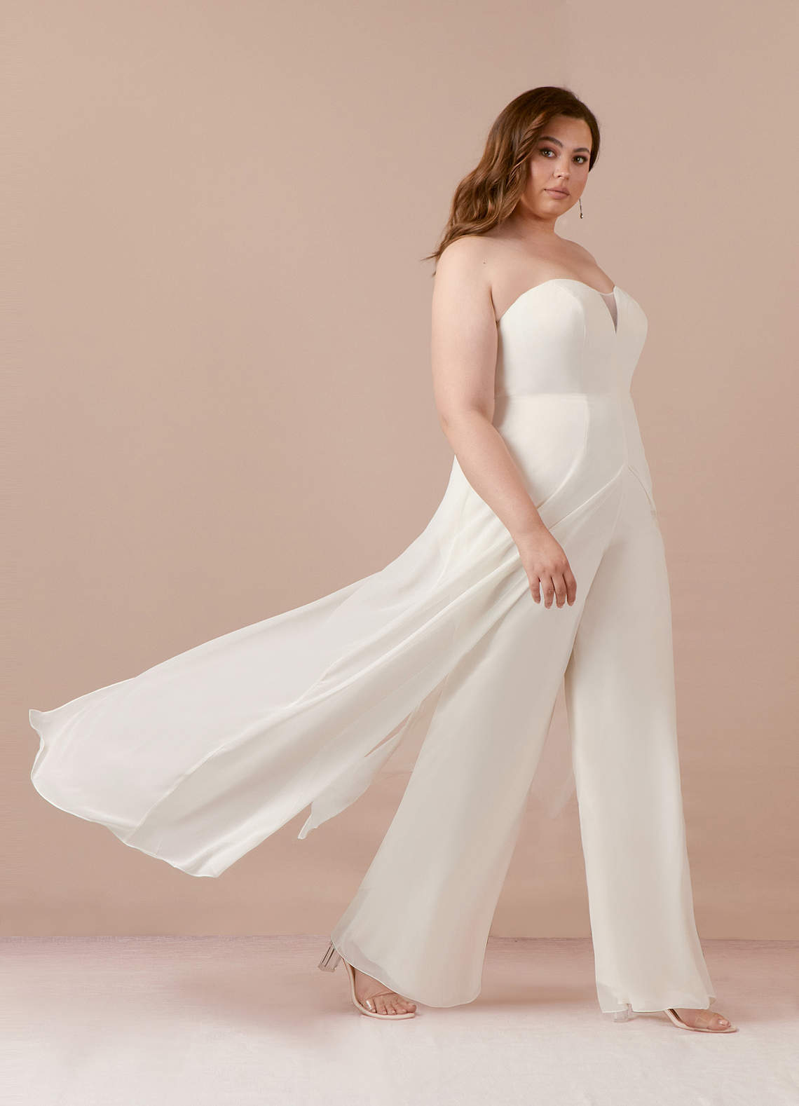 elyessen Tamara Diamond White Pant Styles Strapless Chiffon Dress