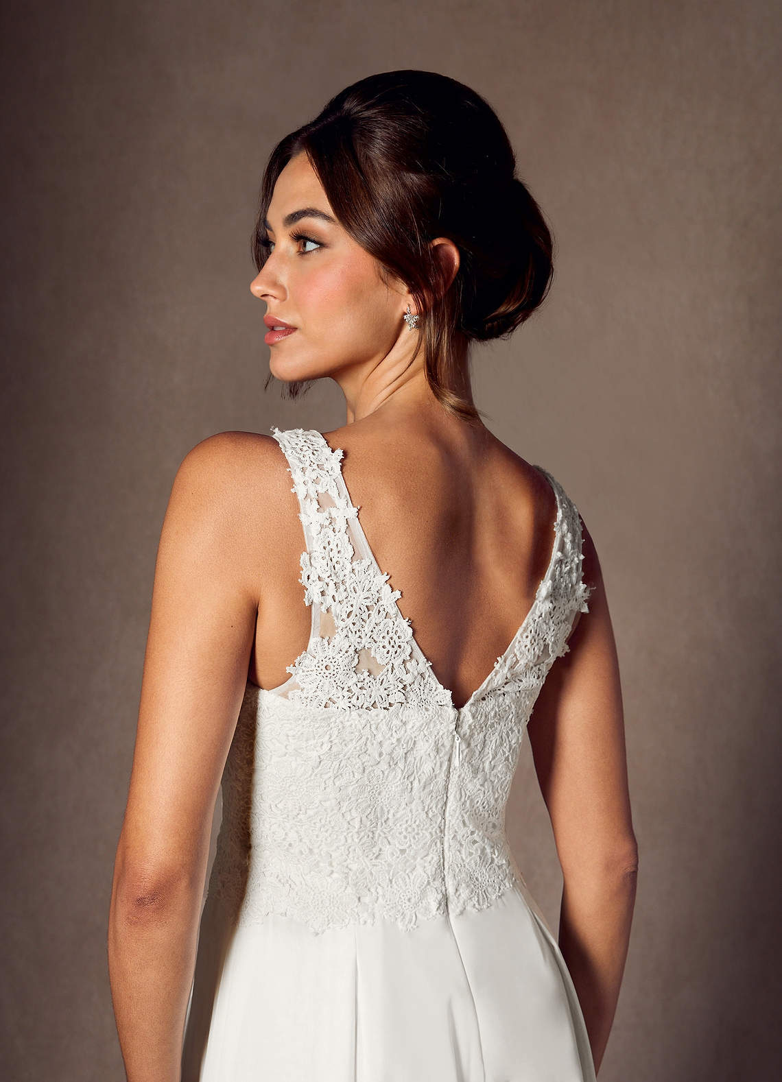 elyessen Florine Diamond White Pant Styles V-Neck Lace Chiffon Dress