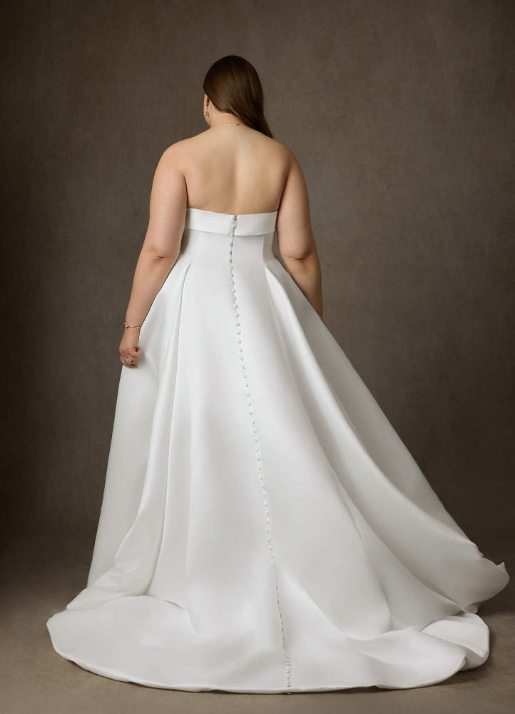 elyessen Junessa Diamond White A-Line Strapless Satin Dress