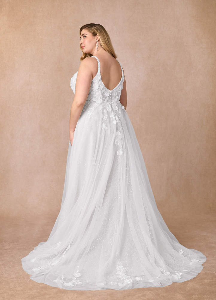 elyessen Jovana Diamond White A-Line Scoop Tulle Dress