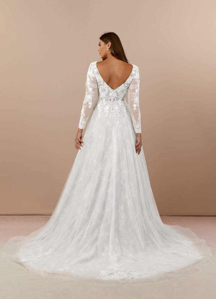 elyessen Leila Diamond White Champagne A-Line V-Neck Sequins Tulle Dress