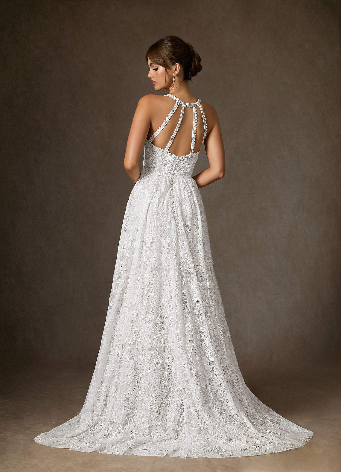 elyessen August Diamond White Champagne A-Line Lace Dress